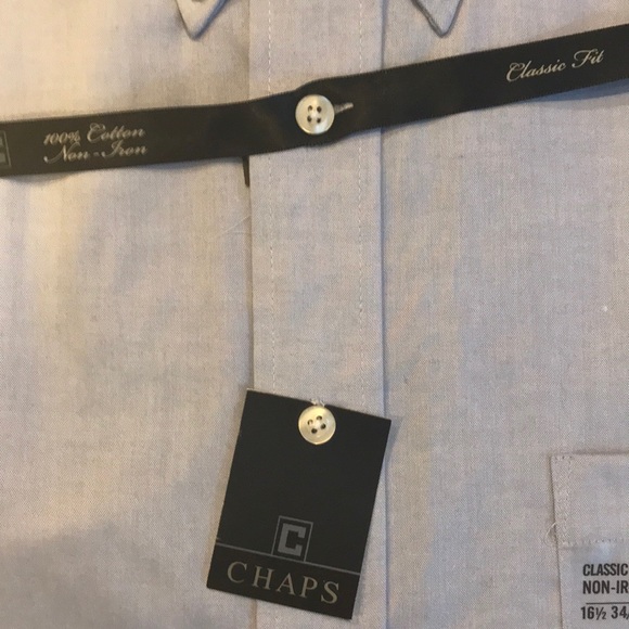 Chaps Classic Fit Blue Mist Dress Shirt NWT - Picture 5 of 6